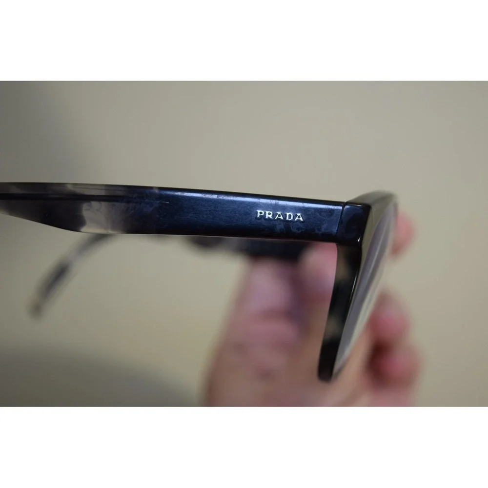 Prada VPR 16T USI-1O1 Round Black Tortoise Eyeglasses 52 18 140 Italy
